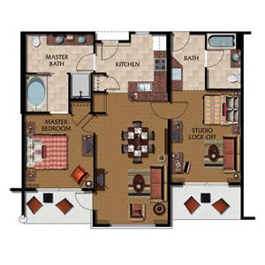 Two Bedroom Floor Plan at MarBrisa Resort in Carlsbad, California